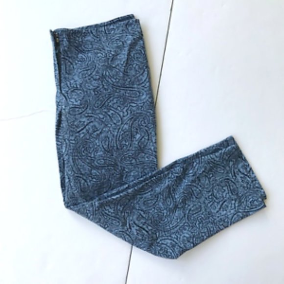 J. Jill Cropped Pants 12 Blue Straight Leg Cotton Blend Casual Front Zip… - Picture 3 of 12